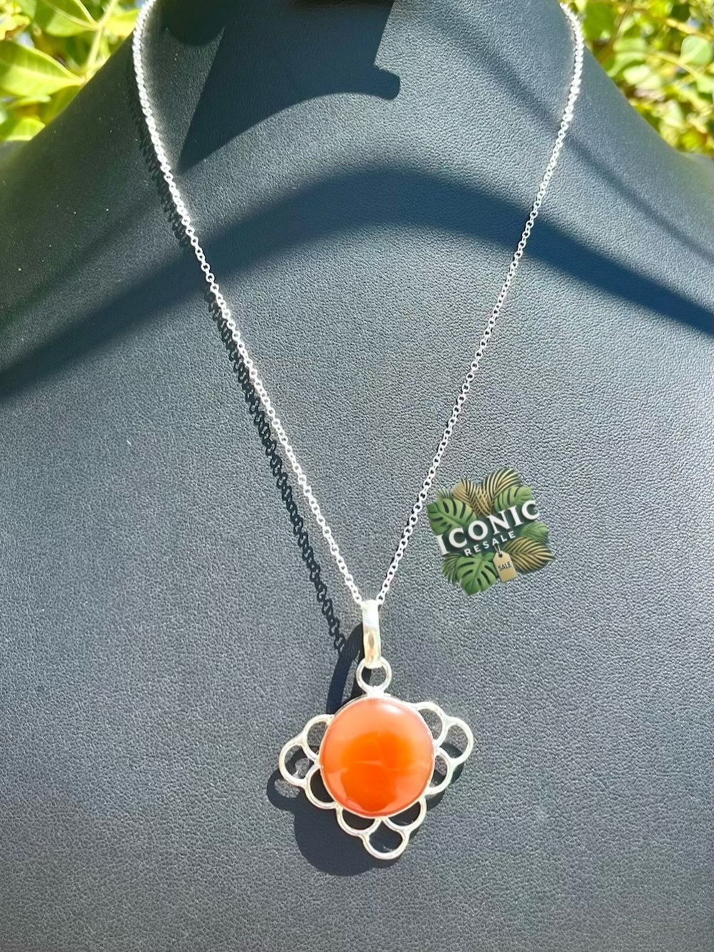 Carnelian Stone Pendant Necklace NWOT